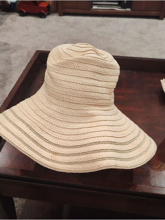 Hat Attack Accessories - Hat Attack Cream Braided Sun Hat with Green Stripe Accent